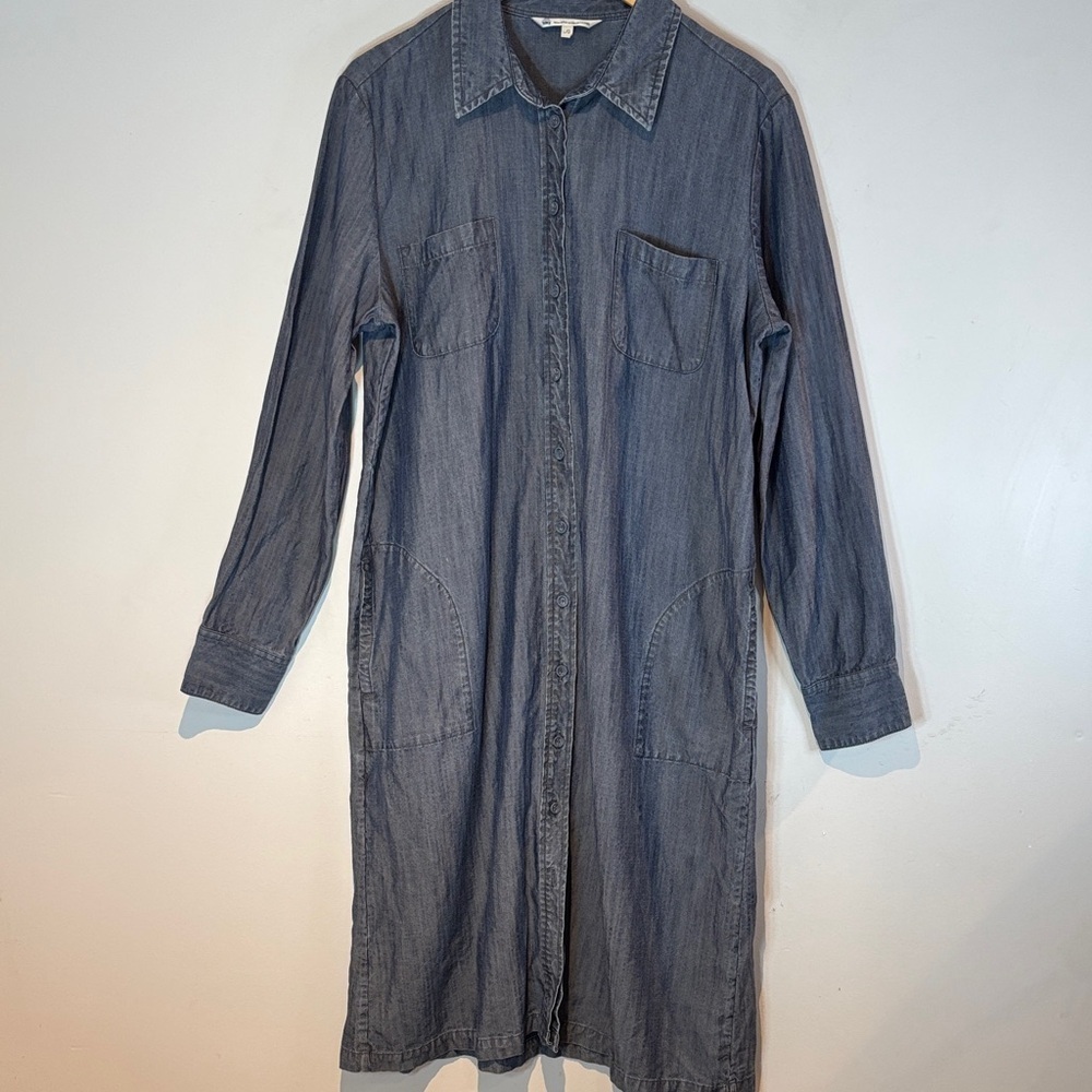 Tilley chambray denim button down dress with pockets size large - Picture 3 of 14
